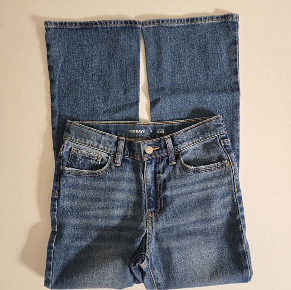 Old Navy High-Waisted Built-In Tough Distressed Blue Flare Jeans Girls Size 12 - Picture 5 of 8